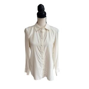 Lafayette 148 New York Ivory Silk Blouse Size Small NWOT Classic Minimalist